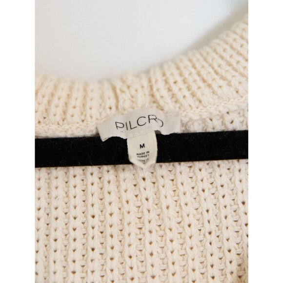 Anthropologie Pilcro Knit Sleeveless Hooded V Neck Sweater Cream Size Medium - Picture 4 of 6